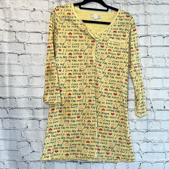 ⭐️ Lati Fashion comfy pullover Henley button up neck long sleeve nightgown S - Picture 1 of 14